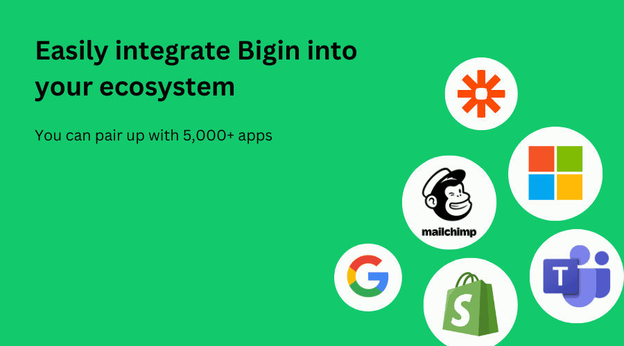Integrate Bigin with your business and many more apps