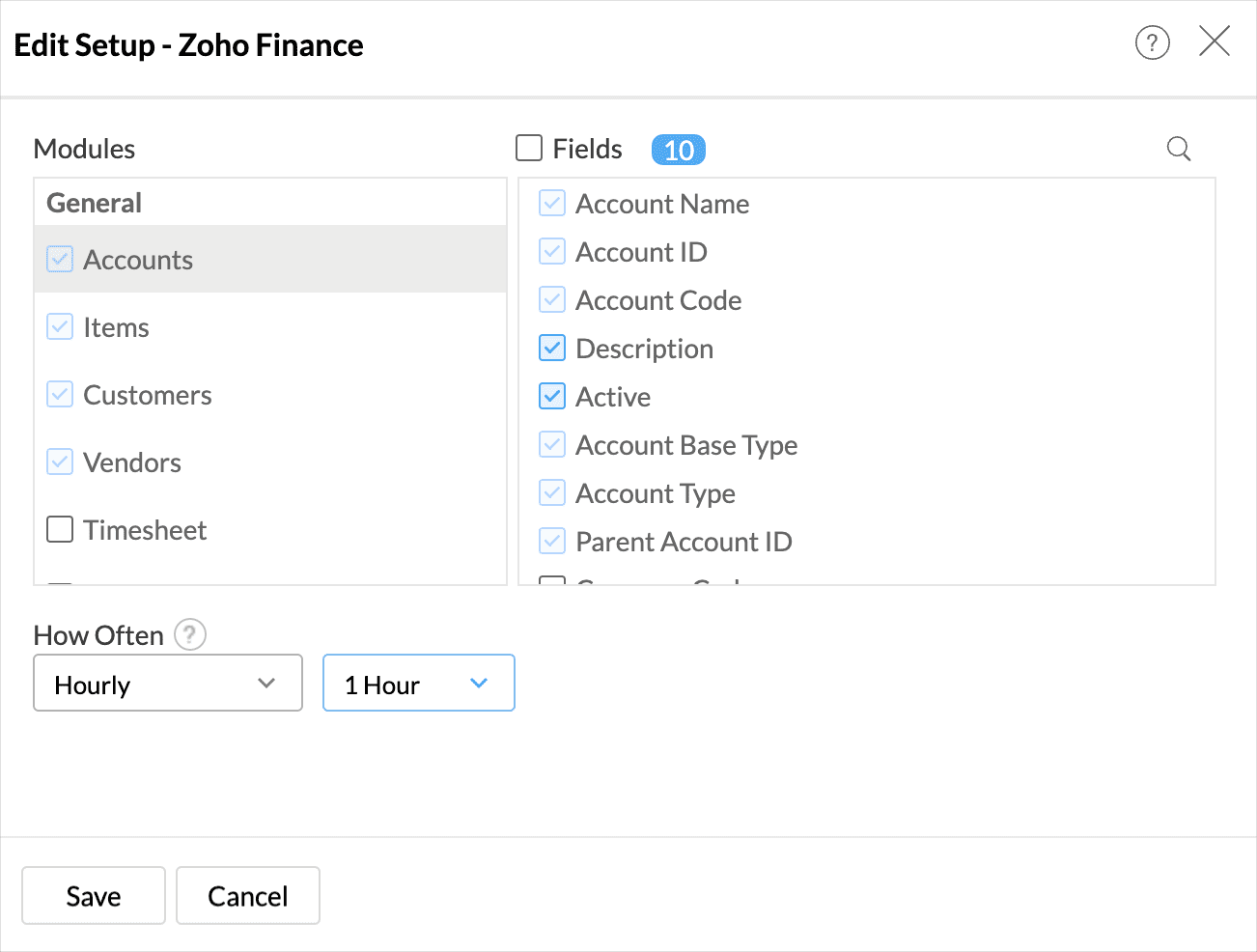 sync of data every hour zoho analytics