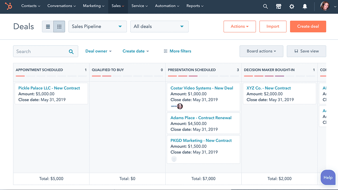 hubspot interface 