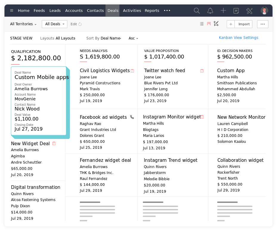 zoho crm інтерфейс