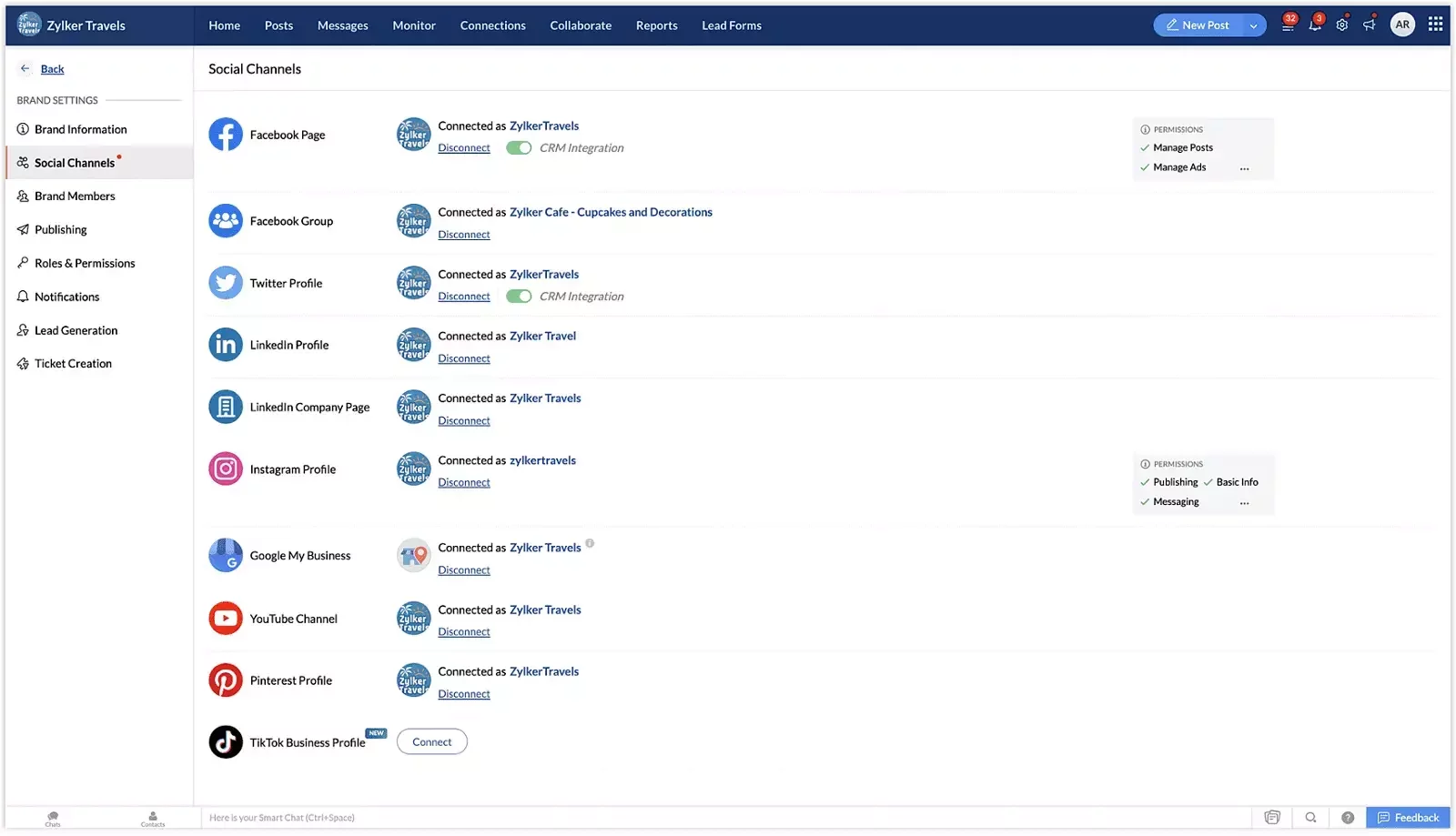 Zoho Social соціальні мережі